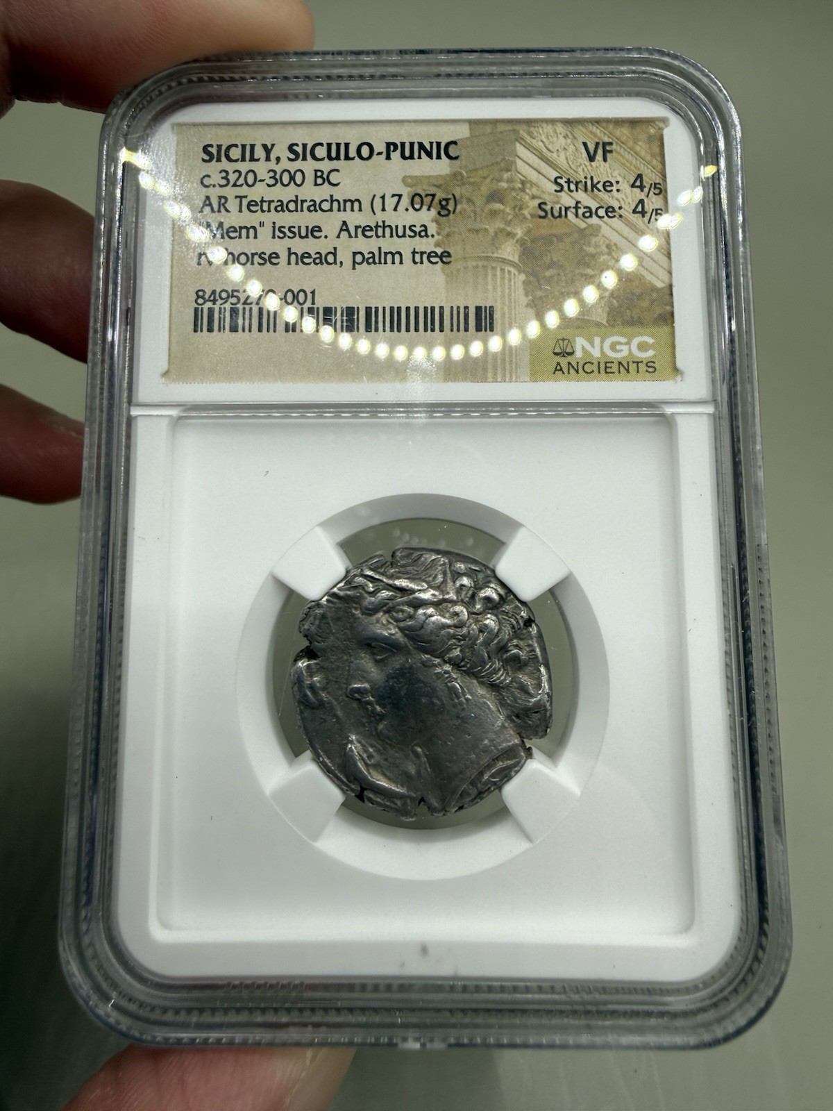 Sicily Siculo Punic AR Tetradrachm NGC VF 4/5 4/5 Mem Issue