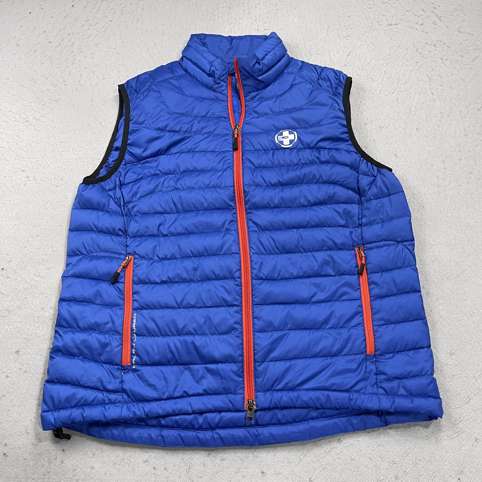 RLX Ralph Lauren Vest Mens Large Blue Down Puffer Insulated Outdoor Hiking Ski