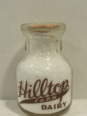 TRPHP Milk Bottle Hilltop Farm Dairy Barn Picture Blackstone MA WORCESTER CO '42
