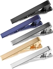 5P Tie Clips For Men, 5 Different Classic Tie Bar, Stainless Steel Tie Clip for