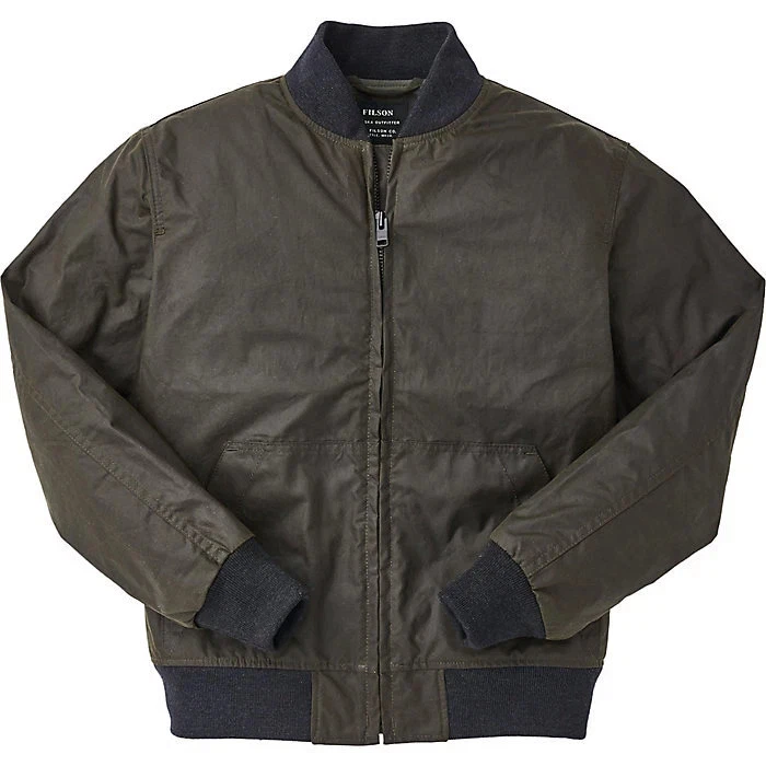 Filson Cover Cloth Bomber Jacket Burnt Olive Waxed Cotton USA Made 2XL New