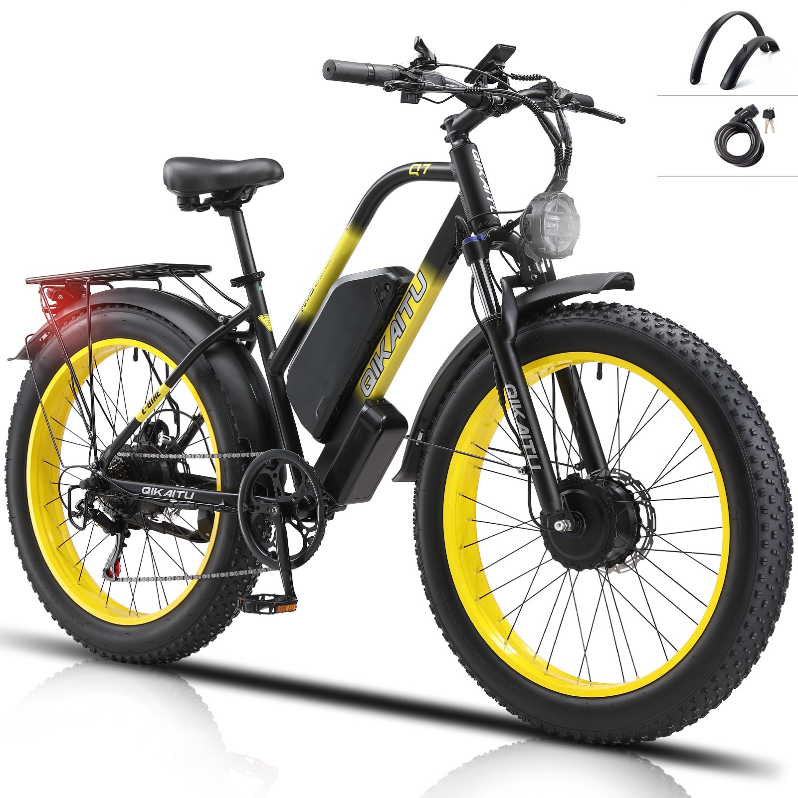 2000W Dual Motor Q7 E-Bike For Adult 48V/23Ah Lithium Battery UL2849 24" FatTire