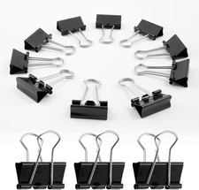 40 Pack Metal Paper Clips   Small, Medium  Large 1" 25mm Black Office School