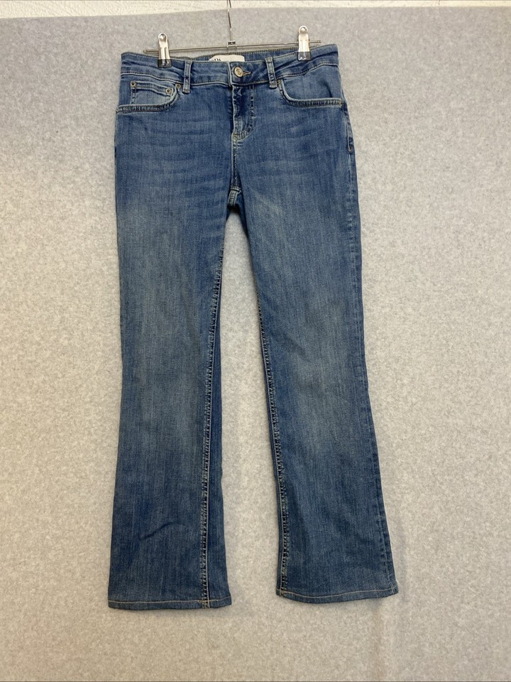 Zara Medium Blue Wash Denim Flare Jeans Sz usa 4 au 8