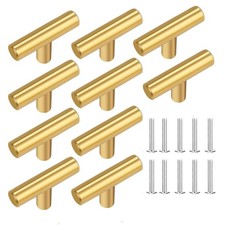 Stainless Stee Cabinet Knobs, Brushed Brass Cabinet Knob Single Hole Drawer K...