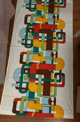 Three Danes Modern Material Colorful Pipes Screen Print Canvas 46 x 90 MCM