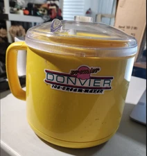 Vintage Premier Donvier Ice Cream Maker- Yellow Hand Crank