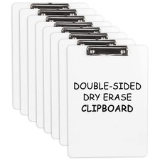 Dry Erase Wood Clipboard 8 Pack Hardboard, 9x12.5 Double Sided White Board Set