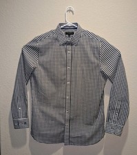Banana Republic Slim Fit Dress Shirt Mens Navy Check LS Stretch Cotton - L EUC