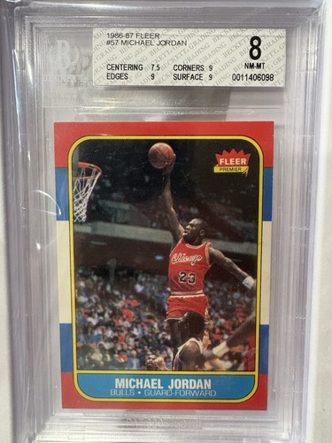1986 Fleer Basketball Michael Jordan Chicago Bulls Rookie Rc #57 BGS 8 NM-MT