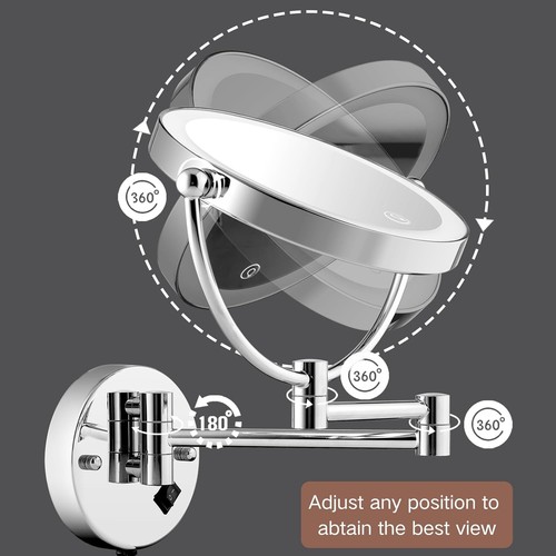Wall Mounted Lighted Makeup Mirror with Magnification,Wall Mount Magnifying Mirr - Afbeelding 5 van 6