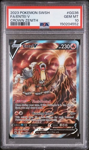 PSA 10 GEM MT 2023 POKEMON SWSH FA-ENTEI V #GG36 CROWN ZENITH