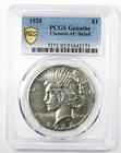 1928-P Peace Silver Dollar $1 PCGS AU Details Cleaned