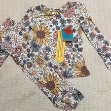 Posh Peanut NWT Pajama Set Girls Size 3-4T Presley Jane Floral Print Bamboo NEW