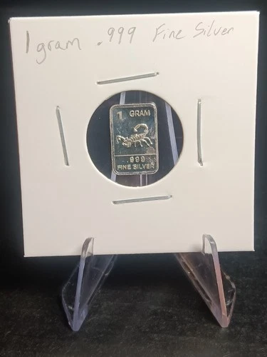 1 Gram .999 Fine Silver Bar Scorpion Design