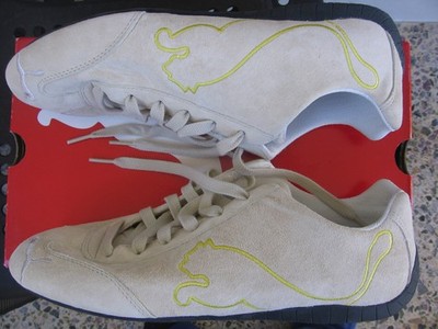 PUMA Speed Cat Big WHITE GOLD 300558 LEATHER SUEDE Men 43 Shoes NEW & CARTON!