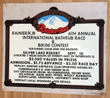 1972 RAINIER BEER Bathtub Race Bikini Contest Washington Large Cardboard Poster