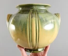 Antique Art Deco ROSEVILLE Russco Green Yellow Crystalline 259-6 Pottery Vase
