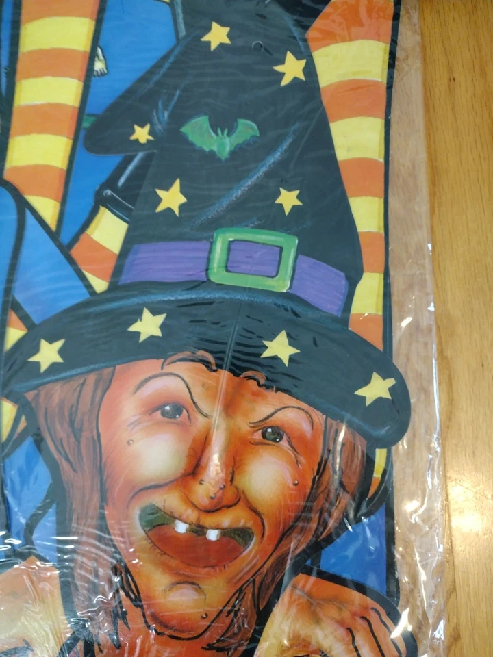 NOVO 2 Lote Vintage Articulado Halloween Die Cut Bruxa e Esqueleto Decoração Retrô Anos 80 90 - Imagem 2 de 4