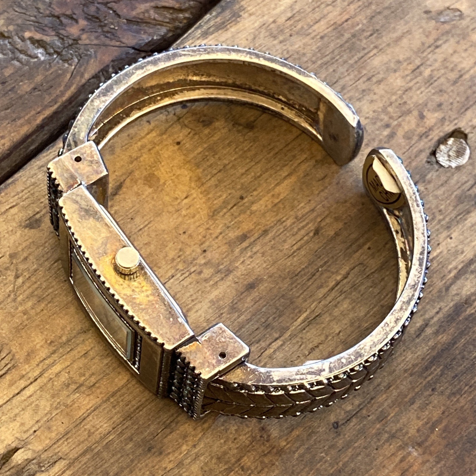 Geneva Rectangular Dial Stone Embellished Bangle … - image 8