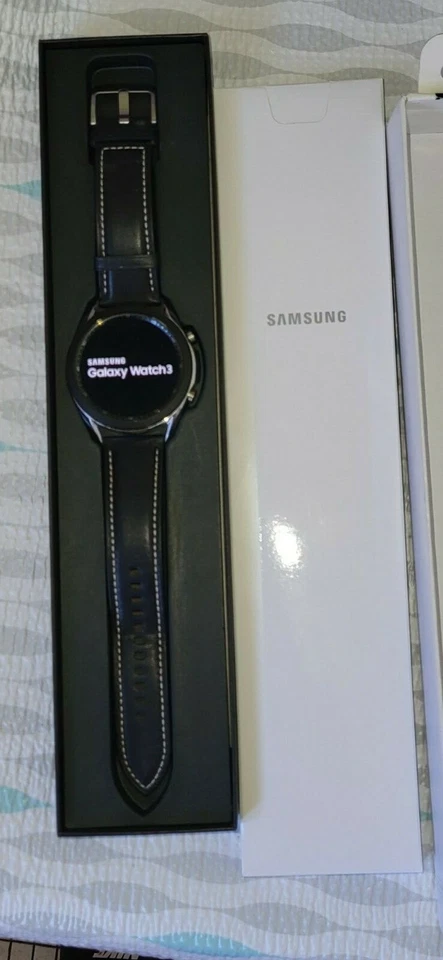 Samsung Galaxy Watch3 4g LTE unlocked Stainless Steel Case with Leather Strap - Image 2 of 4