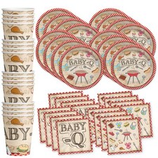 Babyq Baby Shower Party Supplies Set Plates Napkins Cups Tableware Kit For 16