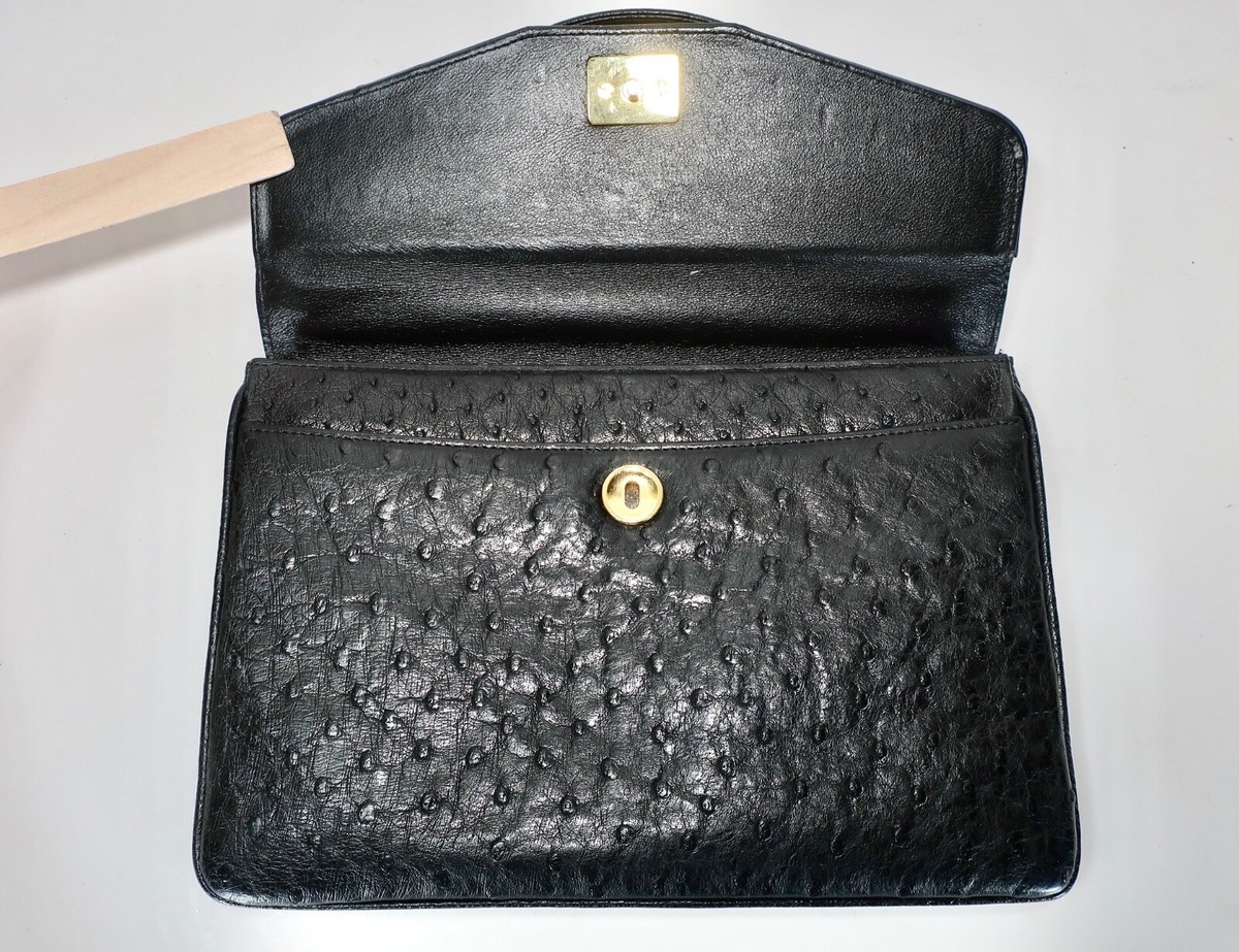 AR Alfred Roth ハンドバッグ(　ostrich) Vintage ALFRED ROTH Black Ostrich Leather Tote Bag Hand Bag