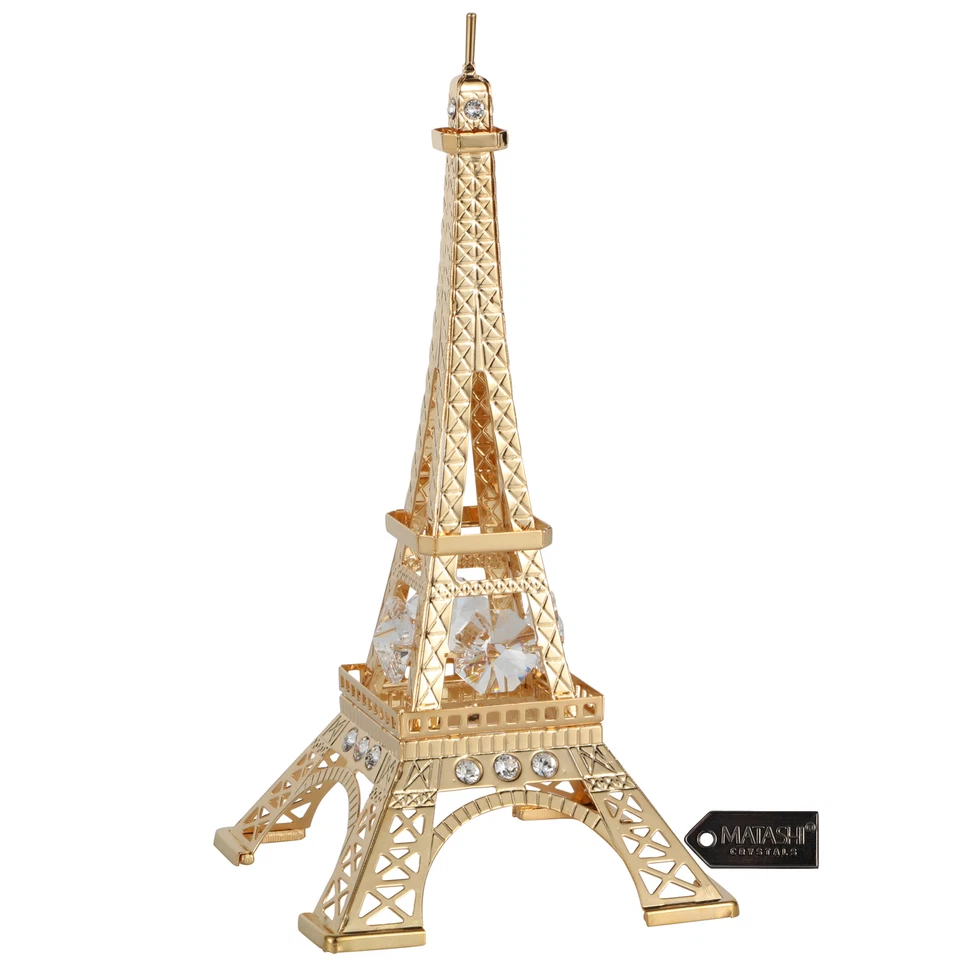 Matashi 24K Gold Plated Crystal Studded Eiffel Tower Ornament For Christmas Gift Foto 3 de 4