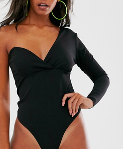 one shoulder long sleeve bodysuit