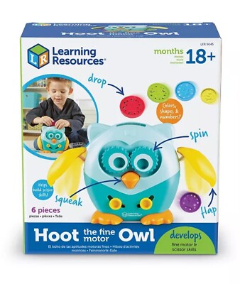 Learning Resources Hoot the Fine Motor Owl, Color, Shape, Number Development