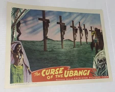 Vintage 1940s CURSE OF UBANGI Lobby Promo Litho Card Tribal Crucifix Skull RARE