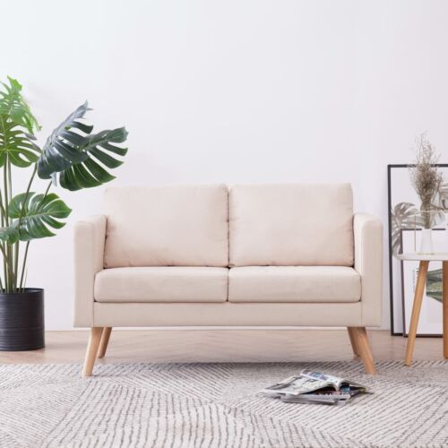 NNEVL 2-Seater Sofa Fabric Cream - Picture 1 of 8