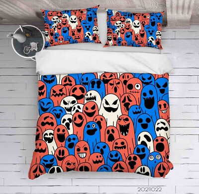 3D Graffiti Monster Handgezeichnet Quilt Cover Set Bettwäsche Sets Kissenbezü...