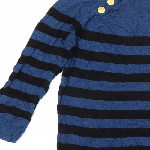 Kookai Womens Blue Boat Neck Striped Acrylic Pullover Jumper Size 2 - Picture 9 of 10