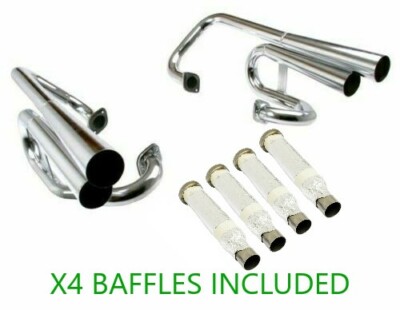Empi 18-1047 Stainless Steel Mega Dual Exhaust & x4 Baffles VW Dune Buggy Engine