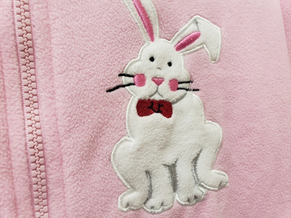 NICK & NORA Footed Pajamas Womens SMALL - Pink Bunny Zip One Piece Sleepwear - Image 3 of 4