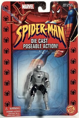 2002 Marvel Black & Grey Spider-Man Die Cast Poseable Action Figure 