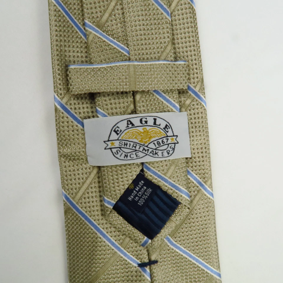 Corbata Eagle Shirtmakers para hombre cuello de seda azul tostado rayas 58x3,5 Foto 3 de 4