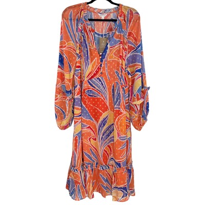 Monsoon Dress Size XL (16) Ariel Print Ruffle Bohemian Colorful Knee Length NEW