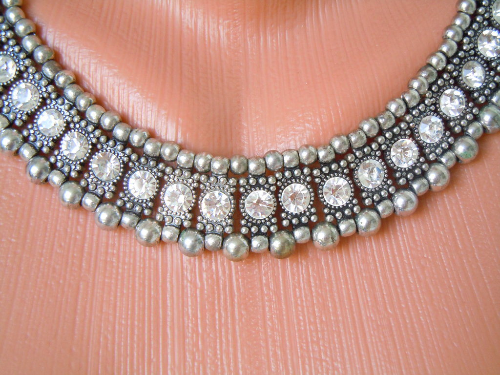 Statement Necklace With Clear Transparent Rhinest… - image 3