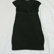 MNG MANGO BLACK LUREX FINE TEXTURED LOW CUT LONG TUNIC / SHORT DRESS UK 10 - 12