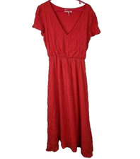 WAYF Womens Red Short Sleeve Midi Dress Small BOHO Feminine Casual