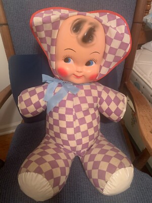 Vintage SAMWEL 24'' Large Plastic Face Stuffed Carnival Prize Doll