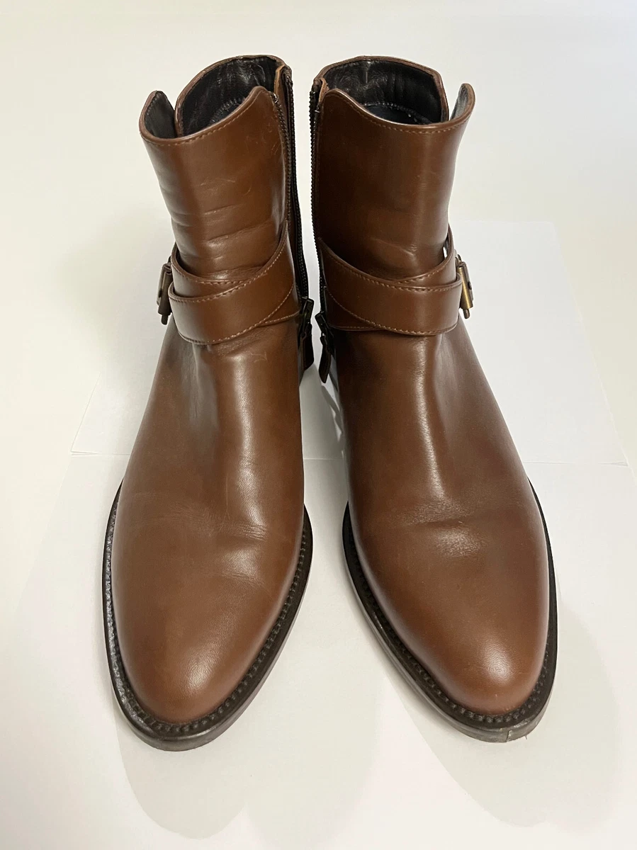 Aquatalia Nellie Castagno Brown Leather Weatherproof Ankle Boots Size 6