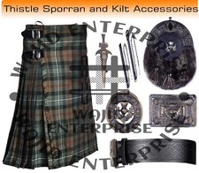 Robertson Hunting Weathered Tartan 8 Yard Kilt -Scottish Men Kilt  Accessories