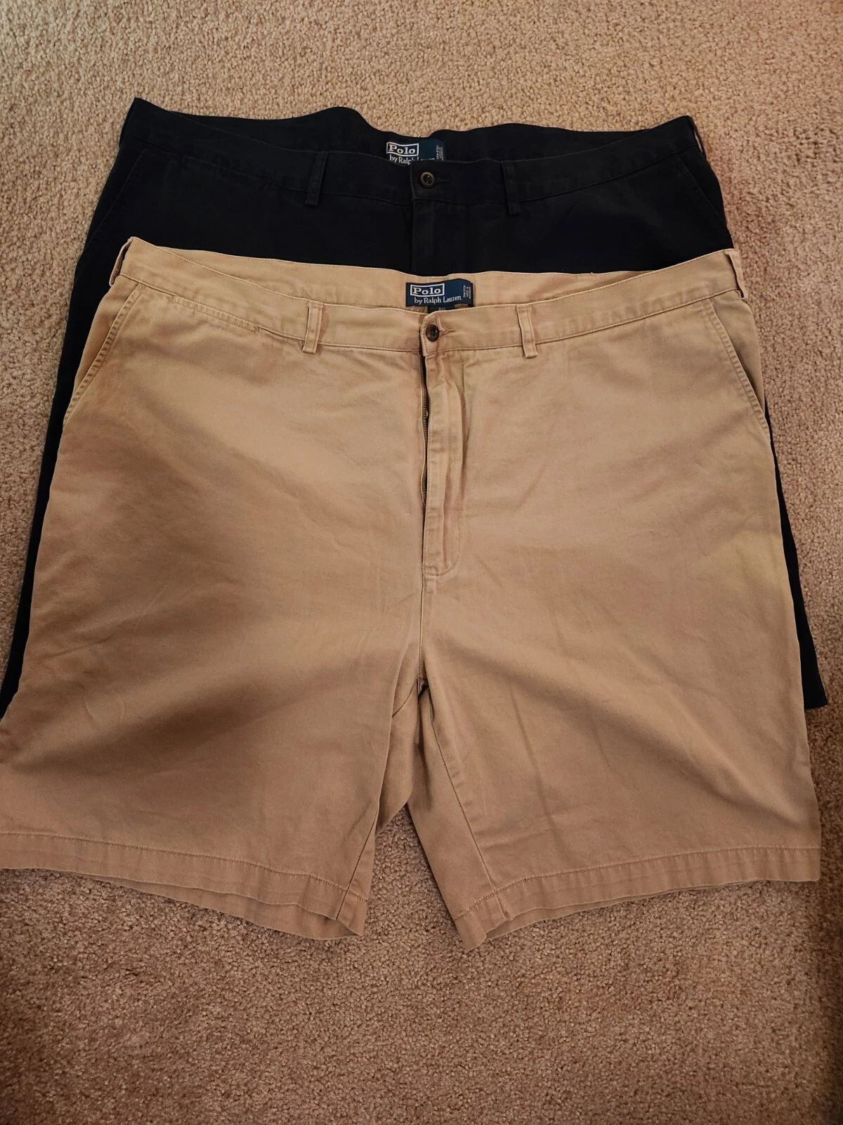 Two Pair 46B 46 Big Polo Ralph Lauren Men's Navy Blue Beige Shorts