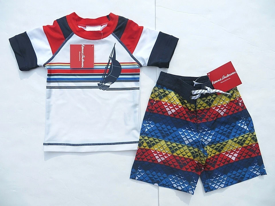 Hanna Andersson 80 Traje de baño Niños 18-24m Rashguard Board Shorts Bañador NUEVO Foto 2 de 4
