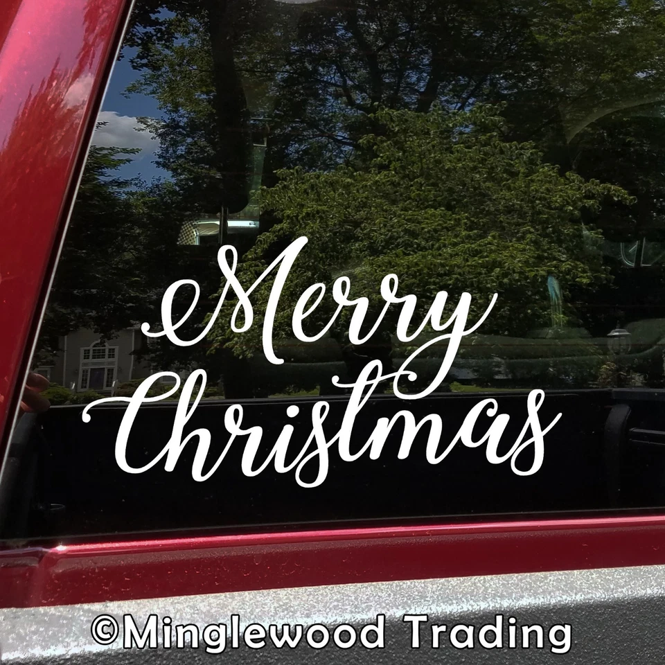 Calcomanía adhesiva de vinilo Feliz Navidad V2 | Felices fiestas puerta ventana de saludo Foto 3 de 4