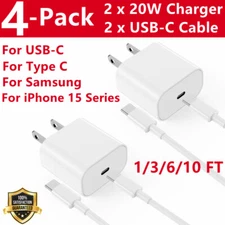 4 Pack Super Fast USB C Charger Universal Type C Cable Data SYNC for 16 Pro Max