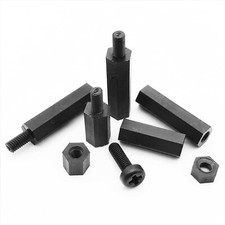 50pcs M2M2.5M3M4 Black Plastic Nylon Hex Column Standoff Spacer Phillips Screw